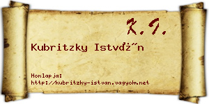 Kubritzky István névjegykártya